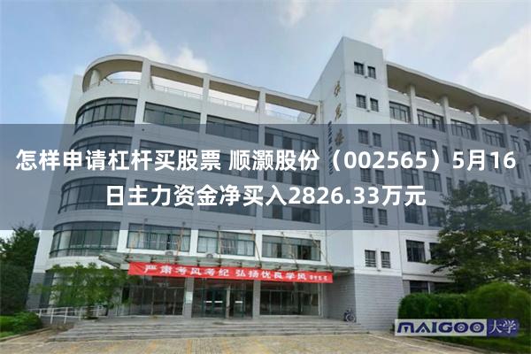怎样申请杠杆买股票 顺灏股份（002565）5月16日主力资金净买入2826.33万元
