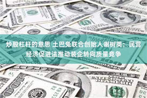 炒股杠杆的意思 土巴兔联合创始人谢树英：民营经济促进法推动装企转向质量竞争
