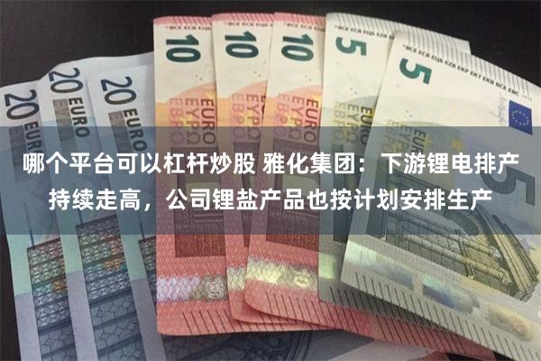 哪个平台可以杠杆炒股 雅化集团:下游锂电排产持续走高,公司锂盐产品也按计划安排生产