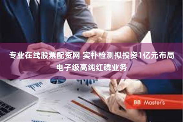 专业在线股票配资网 实朴检测拟投资1亿元布局电子级高纯红磷业务
