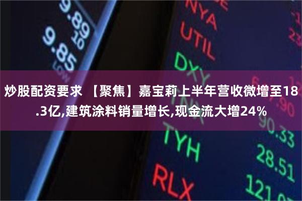 炒股配资要求 【聚焦】嘉宝莉上半年营收微增至18.3亿,建筑涂料销量增长,现金流大增24%