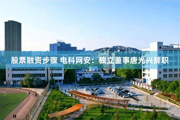股票融资步骤 电科网安：独立董事唐光兴辞职
