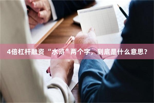 4倍杠杆融资 “水浒”两个字,到底是什么意思?